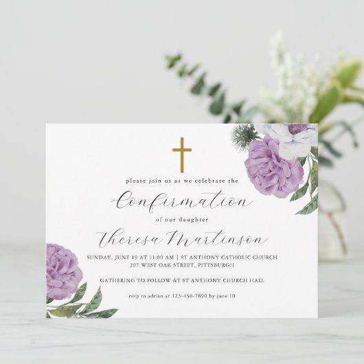 Paarse bevestiging van bloemen en kruisingen Kaart (Staand voorkant)