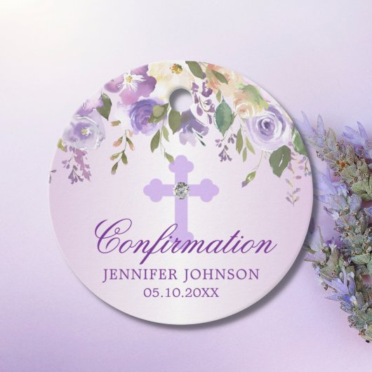 Paarse bevestiging van Floral Cross Hartelijk dank Bedankjes Labels