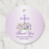 Paarse bevestiging van Floral Cross Hartelijk dank Bedankjes Labels (Achterkant)