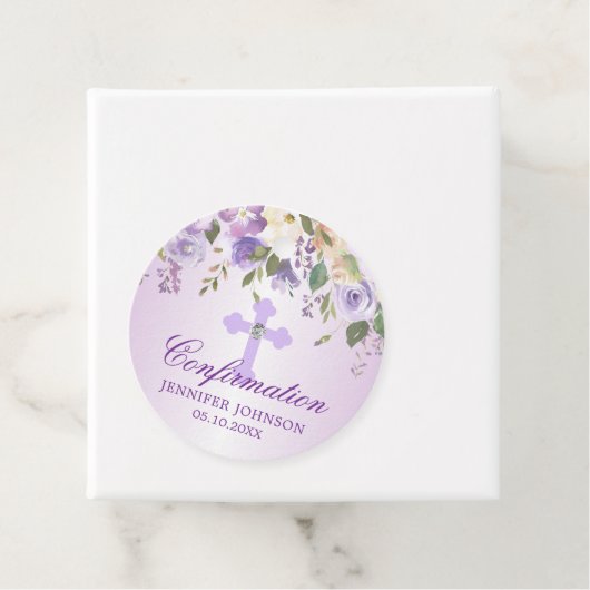 Paarse bevestiging van Floral Cross Hartelijk dank Bedankjes Labels (In situ)