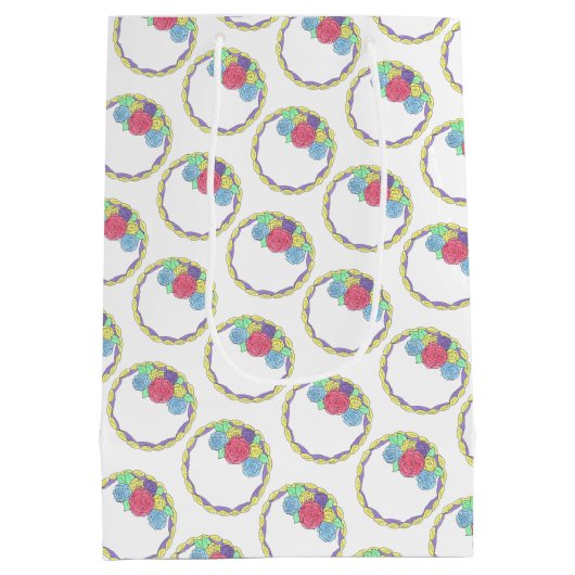 Paarse Bevroren Rozen Berichte Floral Wedding Cake Medium Cadeauzakje (Achterkant)