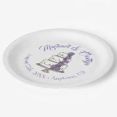 Paarse Bevroren Rozen Berichte Floral Wedding Cake Papieren Bordje (Gekanteld)