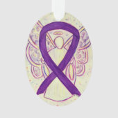 Paarse Bewustmaking Ribbon Angel Ornament Pendant (voorkant)