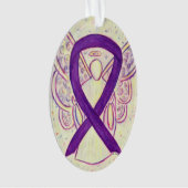 Paarse Bewustmaking Ribbon Angel Ornament Pendant (voorkant)