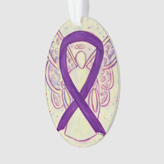 Paarse Bewustmaking Ribbon Angel Ornament Pendant (voorkant)