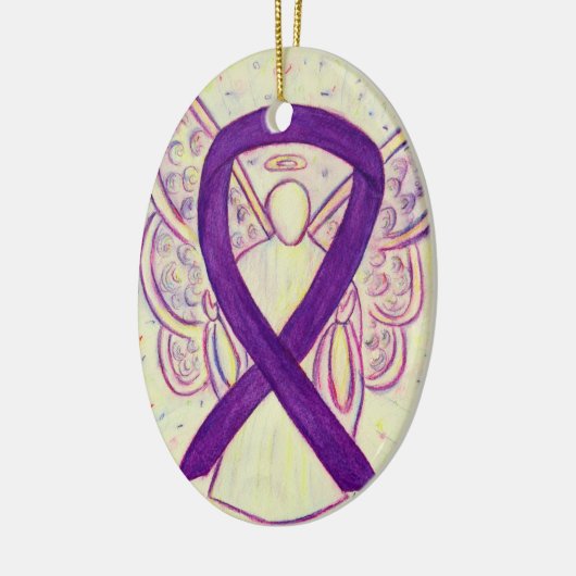 Paarse Bewustmaking Ribbon Angel Verwerende Orname Keramisch Ornament (Links)