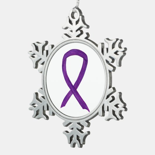 Paarse bewustmakingsacties rond de charm Holiday Tin Sneeuwvlok Ornament (Rechts)