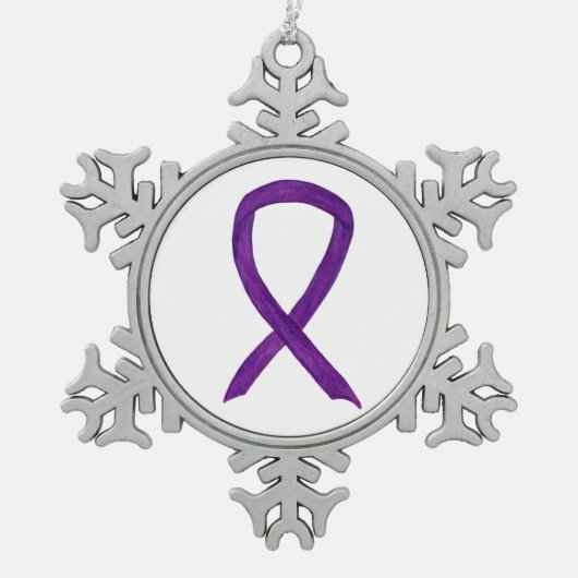 Paarse bewustmakingsacties rond de charm Holiday Tin Sneeuwvlok Ornament (Voorkant)