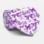 Paarse bewustmakingsbutterflies stropdas (Opgerold)