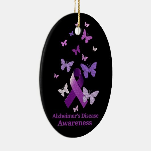 Paarse bewustmakingslint: Alzheimer Keramisch Ornament (Rechts)