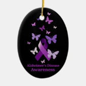 Paarse bewustmakingslint: Alzheimer Keramisch Ornament (Voorkant)