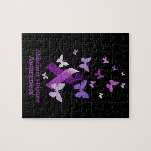 Paarse bewustmakingslint: Alzheimer Legpuzzel (Horizontaal)