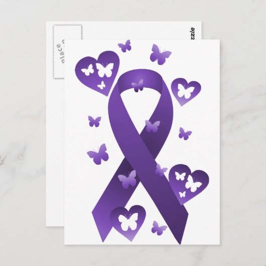 Paarse bewustmakingslint briefkaart (Voorkant / Achterkant)