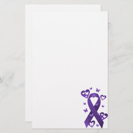 Paarse bewustmakingslint briefpapier (Voorkant / Achterkant)