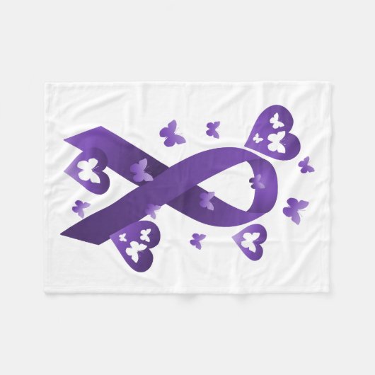 Paarse bewustmakingslint fleece deken (Voorkant (Horizontaal))