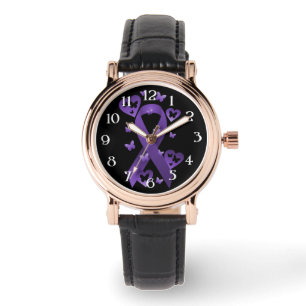 Paarse bewustmakingslint horloge