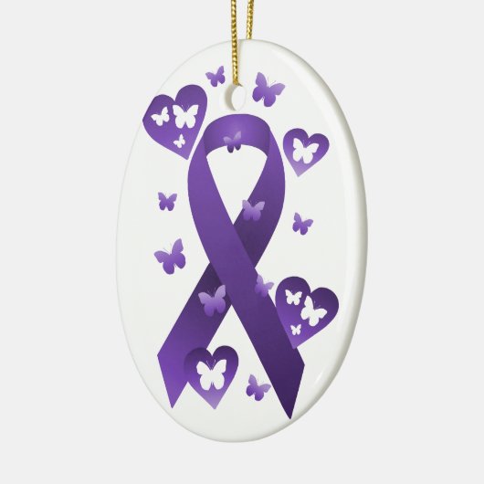 Paarse bewustmakingslint keramisch ornament (Links)