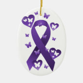 Paarse bewustmakingslint keramisch ornament (Voorkant)