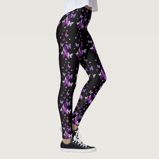 Paarse bewustmakingslint met Butterflies Leggings (Rechts)
