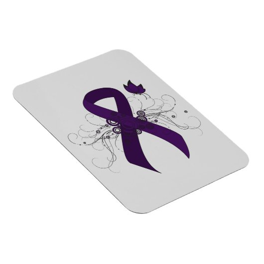 Paarse bewustmakingslint met vlinder magneet (Rechterzijde)