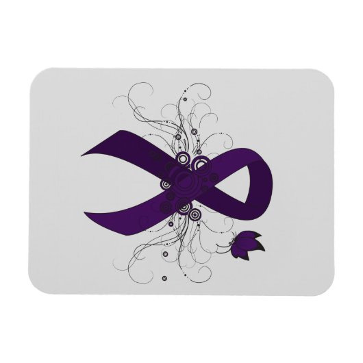 Paarse bewustmakingslint met vlinder magneet (Horizontaal)