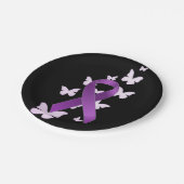 Paarse bewustmakingslint papieren bordje (Gekanteld)