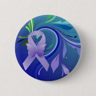 Paarse bewustmakingslint ronde button 5,7 cm