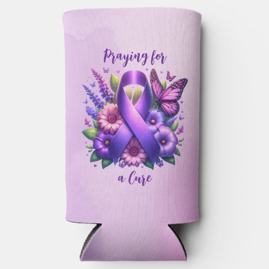 Paarse bewustmakingslint seltzer blikjeskoeler (Voorkant)