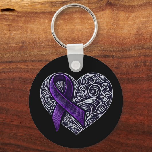 Paarse bewustmakingslint sleutelhanger (Achterkant)