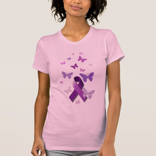 Paarse bewustmakingslint t-shirt (Voorkant)