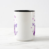 Paarse bewustmakingslint tweekleurige koffiemok (Center)