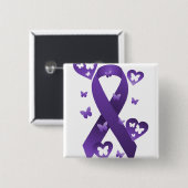 Paarse bewustmakingslint vierkante button 5,1 cm (Voorkant /achterkant)