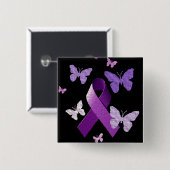 Paarse bewustmakingslint vierkante button 5,1 cm (Voorkant /achterkant)