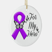 Paarse bewustmakingslint voor mijn heldhaftige keramisch ornament (Rechts)