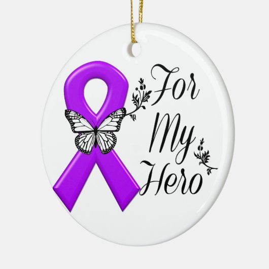 Paarse bewustmakingslint voor mijn heldhaftige keramisch ornament