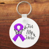 Paarse bewustmakingslint voor mijn heldhaftige sleutelhanger (Voorkant)