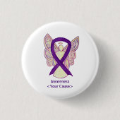 Paarse bewustmakingsribbon Custom Angel-spellen Ronde Button 3,2 Cm (Voorkant)
