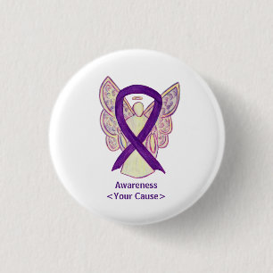 Paarse bewustmakingsribbon Custom Angel-spellen Ronde Button 3,2 Cm
