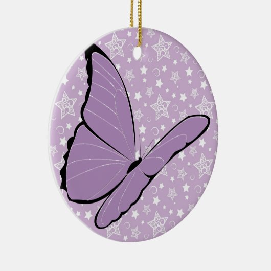 Paarse bewustmakingsvlinder keramisch ornament (Rechts)