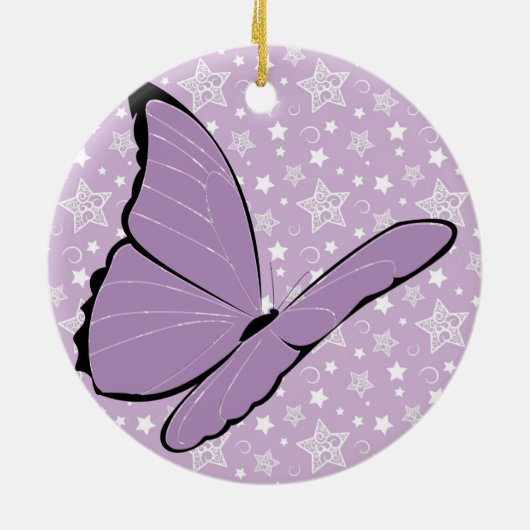 Paarse bewustmakingsvlinder keramisch ornament (Achterkant)