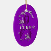 Paarse bewustwording kerstmis met lint sneeuw keramisch ornament (Rechts)