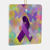 Paarse bewustwording Koolstof met botervliegen Keramisch Ornament (Rechts)
