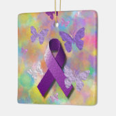 Paarse bewustwording Koolstof met botervliegen Keramisch Ornament (Links)