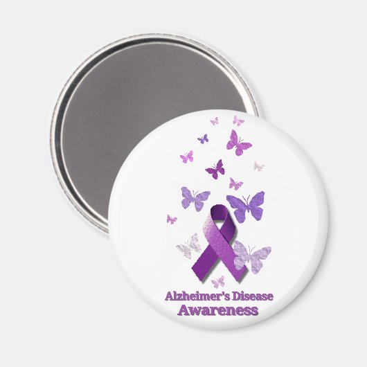 Paarse bewustwording Lint: Alzheimer Magneet (Voorkant / Achterkant)