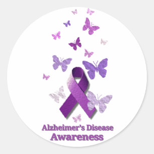 Paarse bewustwording Lint: Alzheimer Ronde Sticker