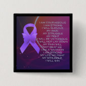 Paarse bewustwording, lint/gedicht vierkante button 5,1 cm (Voorkant)