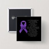 Paarse bewustwording, lint/gedicht vierkante button 5,1 cm (Voorkant /achterkant)
