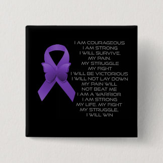Paarse bewustwording, lint/gedicht vierkante button 5,1 cm