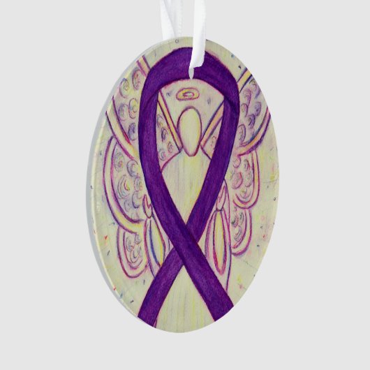 Paarse bewustwording Ribbon Angel Gepersonaliseerd Ornament (voorkant)