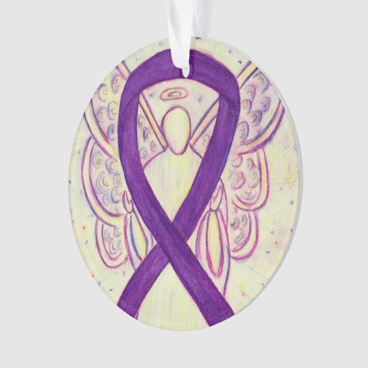 Paarse bewustwording Ribbon Angel Gepersonaliseerd Ornament (voorkant)
